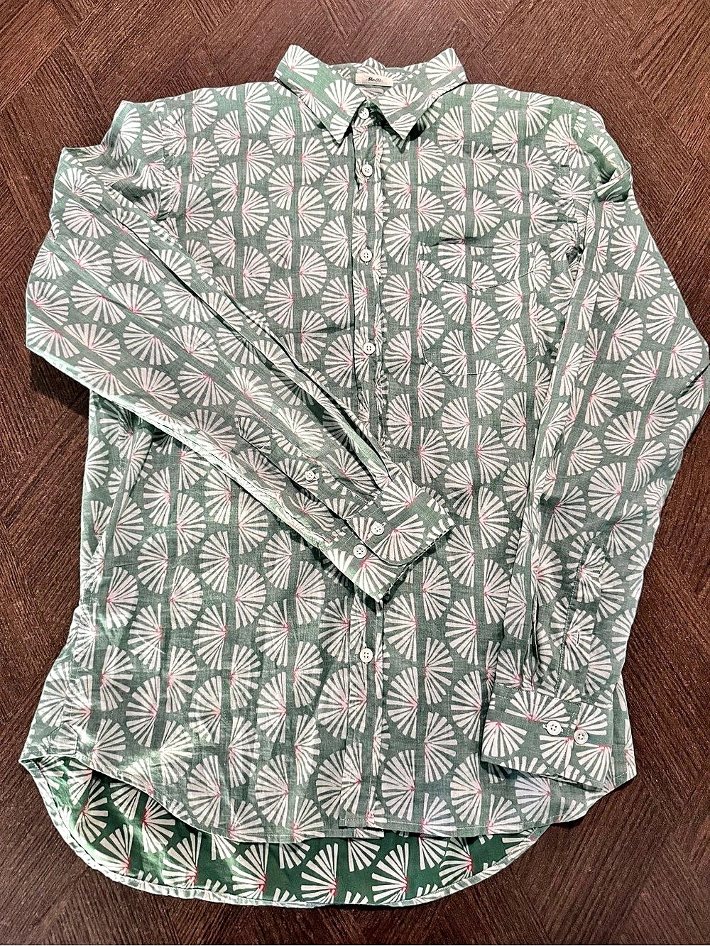 Hartford Alternative Classics Men's Geometric 100% Cotton Shirt Size L Slim Fit